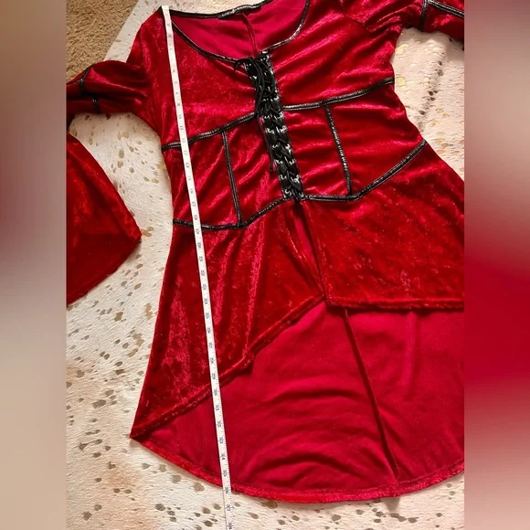 Vintage Lip Service Red Velvet Gothic Renaissance Vampire Bell Sleeve Tunic Plus - Picture 9 of 13